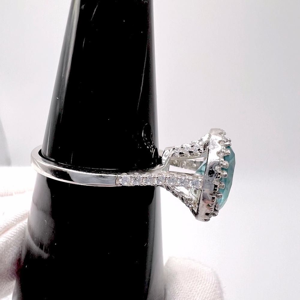 Sale $16 Firm! 925 Sterling Silver Aquamarine Cz Ring - Picture 6 of 17